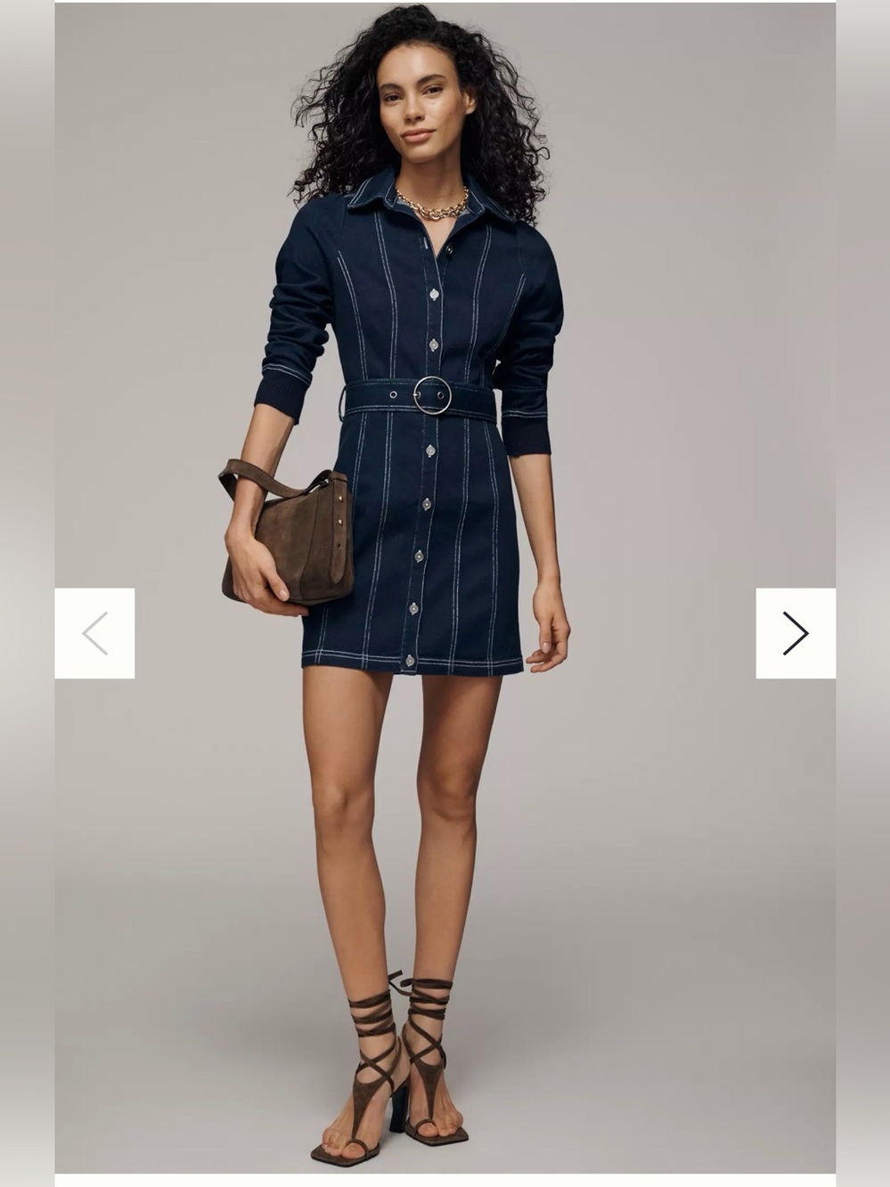 NWT Anthropologie Button-Front Belted Shirt Dress - Navy